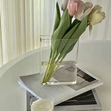 1pc Book Shaped Vase,Acrylic Clear Vase Perfect For Fresh Flowers, Ideal Living Room Office Home Table Decor Gift For Birthday Graduation Eid Al-Adha