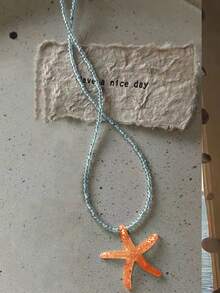 1 件波西米亚风格彩色串珠海星树脂项链，适合女士，非常适合夏季海滩度假 - 彩色 - 查看 7