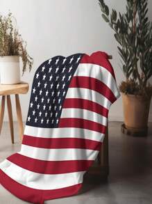 1pc Super Soft American Flag Printed Flannel Blanket - Ideal For Bed, Sofa, Chair, Camping, Living Room, Office And Gift Giving, Multipurpose Holiday Present