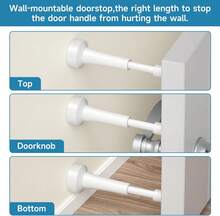 3 PZS Topes de puerta de primavera para pared - Topes de puerta de aluminio de 4.33 pulgadas, topes de puerta negros mate para la parte inferior de la puerta, topes de puerta para el interior de la puerta con punta de silicona, tornillo y instalación con adhesivo - 1 - Ver 6