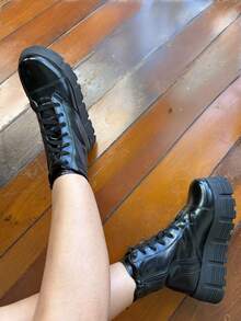 CHUNKY Platform Tractor Boot - Comfort And Style - 黑色 - 查看 7