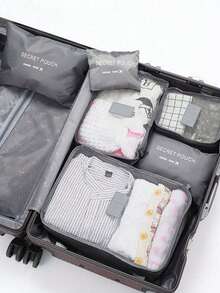 6 件旅行收纳袋套装 - 大容量收纳袋、化妆包、洗漱包、行李袋、多色可选、可折叠、防水、适合整理衣服、鞋子、内衣、化妆品、电子产品、旅行配件、度假、商务旅行、家居收纳 - 綠色6件套裝 - 查看 6