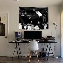 1pc Die Lit Album Cover Tapestry, Polyester Fabric Wall Hanging Decor For Living Room, Bedroom, Office, Kitchen, Party, Rectangle Shaped With Fringe, Includes 3 Nails And 2 Clips, Funny Abstract Design, Home Decor, Room Decor, Flags For Room, Room Stuffs, Tapestries, Wall Tapestry - Multicolor - View 3