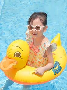 1 pieza Flotador inflable en forma de pato, con base de asiento para niños, material reforzado, diseño antivuelco, juguete de agua para piscina, playa, fiestas de vacaciones, diversión en verano - Multicolor - Ver 2
