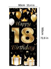 18th Happy Birthday Black And Gold Background Arch, Gold Balloon Gift Background Board, Party Banner Decoration, Birthday Celebration Party Supplies, Photo Booth Decor