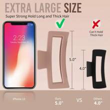 5 pulgadas Pinzas de garra extra grandes para el cabello tibio y el largo, 4 piezas Pinza de pinza jumbo Xl, Pinceles de pelo rectangulares mates oversize antideslizantes para mujeres, pinza de jaw de agarre fuerte grande, color neutro