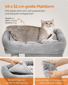 Kratzbaum M-XL Katzenbaum, mit 2 Häuschen, Sisalstämme, kompakt - Hellgrau - Übersicht 3