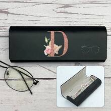 Hard Glasses Box Initial A To Z Letter Pattern Resistant Reading Glasses Case For Men And Women PU Leather Fashion Glasses Eyeglass Box Myopia Glasses Case Compression Resistance Reading Eyewear Case ﻿ - Black - View 14