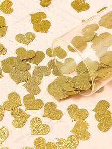 100pcs Gold Heart Glitter Paper Confetti, Wedding Party Decorations - Gold - View 1