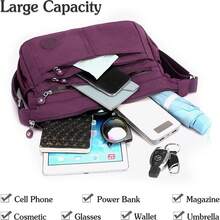 Women's Lightweight Shoulder Bag, Waterproof Sling Shoulder Bag, Nylon Cloth, Size 20cm High * 29cm Wide * 10cm Thick - Green - View 4