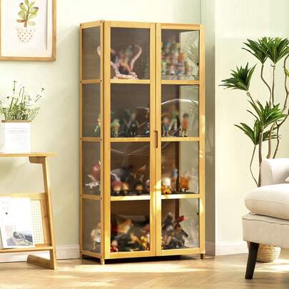 Acrylic Transparent Display Cabinet, Bamboo Collectible Display Cabinet, Cell Storage, Toy Model Display