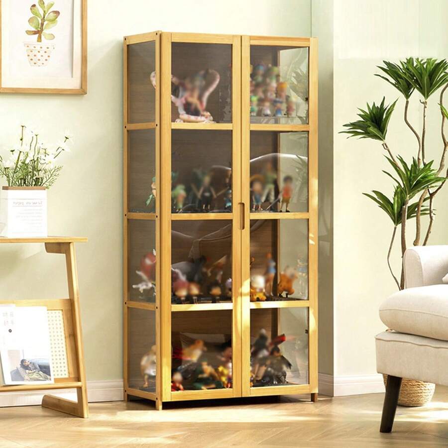 Acrylic Transparent Display Cabinet, Bamboo Collectible Display Cabinet, Cell Storage, Toy Model Display - 黃色 - 查看 1