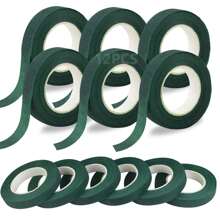 1/3/5 rouleaux de papier de ruban adhésif vert pour bouquet de fleurs - matériau en nylon durable, parfait pour les fleurs DIY, les décorations de mariage et de fête, les arrangements floraux, les essentiels de la décoration d'événement Rouleaux empilés avec soin Ruban facile à utiliser