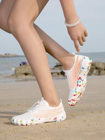 TACHUAN 1 Pair Women Ombre Color Polyester Amphibious Beach Shoes For Beach Holiday, Summer