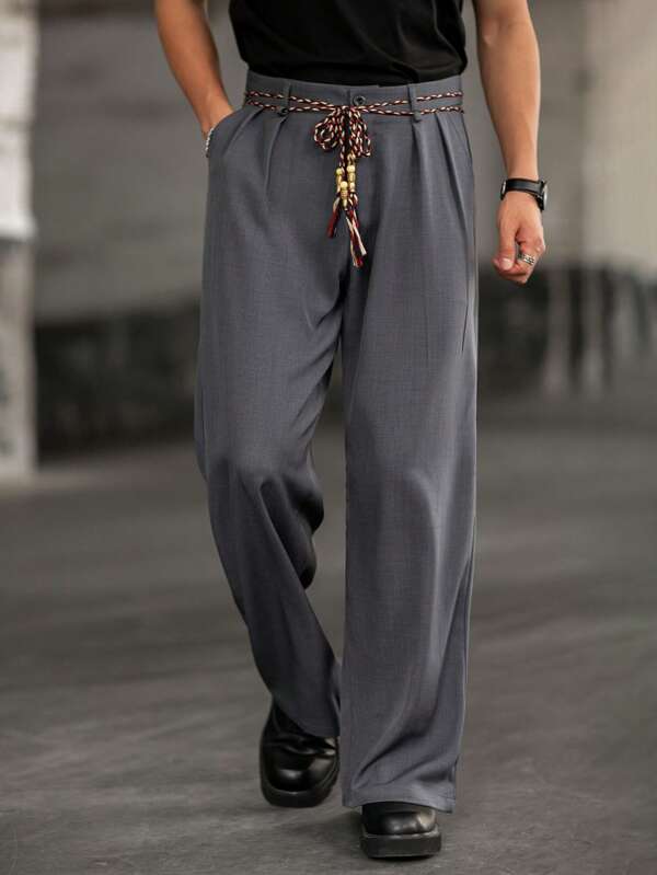 1pc Folkloic/Western-Folk Fashion Leader Streetwear Casual-Fashion Avant-Garde All/Global/Universal Loose Fit Christmas/Halloween/Valentine's Day/Pride Month(US)/Teacher's Day/Father's Day/Carnival/Easter/Festival/New Year Pleated Waist Decorative Drawstring Pants