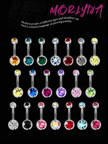 1 buc inel la modă din oțel inoxidabil cu zirconiu cubic, inel pentru buric potrivit pentru buric, bijuterii pentru piercing pentru buric, bară de piercing pentru buric, inele pentru buric, unghii pentru buric, inele pentru buric, bijuterii pentru piercing pentru buric pentru femei și fete, purtare zilnică