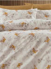 IN TÜRKEI HERGESTELLT 100% Baumwolle Bettbezug Set - Doppelbett Weich und Atmungsaktiv Baumwolle Bettwäsche Set mit Bettbezug (200x220 cm), Spannbetttuch (220x240 cm) und Kissenbezug (50x70 cm)