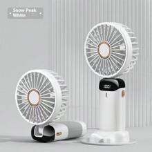 1 pezzo Mini ventilatore portatile USB unisex, essenziale per l'estate, coordinato, in piedi, pieghevole, 5 velocità, silenzioso, indicatore batteria, adatto per esterno, campeggio, viaggio, spiaggia, sport, ufficio, scuola, festa in piscina, uso quotidiano