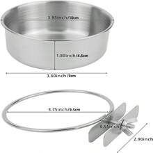 2pcs Stainless Steel Bird Feeder Bowls, Food & Water Feeding Cups For Medium And Small Parrots, Lovebirds, Cockatiel, Bird Cage Hanging Accessories - Silver - View 2
