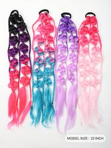 合成单件马尾辫接发彩色泡泡辫长灯笼辫马尾辫带发带直发片 - 彩色 - 查看 3