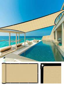 VANDHAM 米色长方形遮阳篷 - HDPE透气遮阳篷，带加固孔眼，适用于露台、花园、庭院和凉亭 - 彩色 - 查看 10