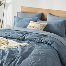 7 Pieces (Full/Queen/King) Elegant Bed In A Bag Comforter Set, Twin(5 Pieces),Stylish Solid Comforter, Soft Microfiber, Comfortable And Warm, Cloud-Like Soft Bedding Set, Bedroom Decor For Spring/Summer/Autumn/Winter, Ideal Gift - Blue - View 5