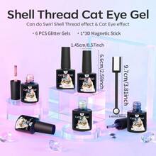 6 Colors Cat Eye Magnetic Gel Polish Set - Multifunctional Nail Art Kit With Stunning Designs, Salon & Home Manicure, Perfect Gift For Women