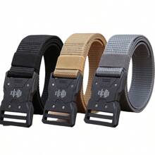 3 New Quick - Release Nylon Tactical Belts, Suitable For Sweatpants, Outdoor Training, Daily Use And As Men's Casual Belts