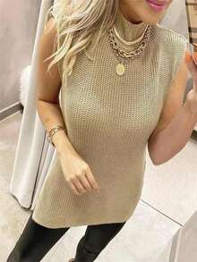 Women Sweater Vests - 米色 - View 1