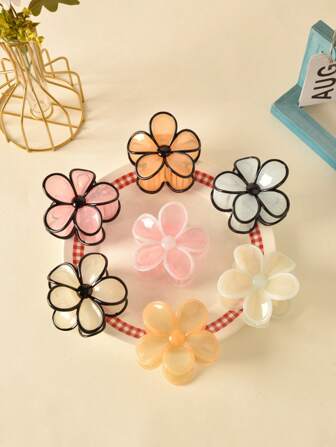 1 pièce Pince à cheveux fleur contrastée en gelée, convient pour le chignon, le chignon, la pince à cheveux, l'arrière de la tête