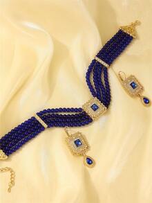 Moroccan Style Vintage Earrings Necklace Set, Bohemian Fashion Jewelry Accessories For Women, Suitable For Daily Wear, Bridal Wedding, Festival Performance - Multicolor - View 11