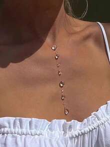 Handmade Lucite Bead Necklace, Minimalist Premium Water Drop Earrings Jewelry Set - White - View 3