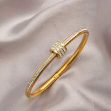 3pcs Titanium Steell, Not Fading, Fashionable And Simple, Versatile, High-End And Luxurious, Unique Design Ins Style, Sweet And Gentle Elegant, Delicate And Creative, Personalized, White Shell & Rhinestone Decor Bracelet For Women, Suitable For Everyday Wear, Perfect Gift For Fashion Accessories And Best Friends