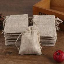 50pcs Reusable Thick Linen Gift Bags, Multi-Size With Drawstrings Linen Sacks For Wedding Gifts, Party, Jewelry Pouch, Birthday Present, Arts & Crafts, Jewelry Packaging, Wedding Favors, Party Gifts