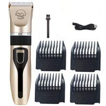 1 件专业宠物美容套装 - USB 充电电动修剪器，配有厚陶瓷刀片、刷子和测量工具套装，适用于猫和狗