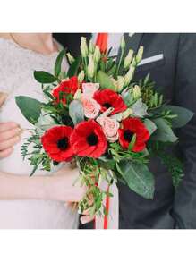 9Pcs Artificial Poppy Flowers, Red Artificial Poppy PU Fake Flowers, Red Fake Wild Flowers, Home Decoration Table Centerpiece Flower Arrangementfor DIY Handmade Office Flower Arrangement Wedding Photography Party Home Decoration Gift