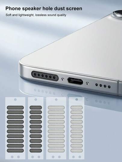 Juego de cubiertas antipolvo para altavoz de teléfono corto y largo, red antipolvo para altavoz y auricular, adecuado para altavoz de tableta y teléfono, pegatina antipolvo para auriculares