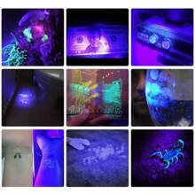 1pc 395nm UV Black Light Flashlight, Small Portable Pocket Pen Lightsfor Leak, Pet Urine, Hotel Inspection, Dry Stain And Dye Detector Ultraviolet Invisible Ink Torch, Ore Moneyscorpion Detection Lamp (Notinclude Battery)