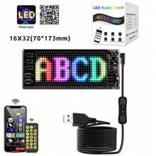 Wisciton Pannello di display flessibile a LED RGB Matrix per camion, con animazione programmabile, controllo tramite app Bluetooth, ideale per creazione di insegne luminose scorrevoli