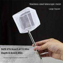1 Piece Durable Stainless Steel Aquarium Fish Net With Telescopic Handle - Fine Mesh For Easy Catch, Portable Foldable Fishing Tackle, Essential Tool For Fish Tank