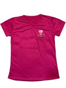 Women's Education Owl Embroidered Short Sleeve T-Shirt - Màu Hồng Tươi - Xem 4