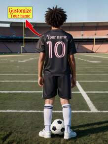 [Custom Product] Personalized Name Argentina National Team #10 Youth Soccer Jersey Set - Polyester Crew Neck Top And Shorts, Suitable For Boys' Sports Training And Casual Wear, Perfect For Outdoor,Multi-Functional,Ornamental,Letter,Stylish,Modern,Colorful,Cute,Adorable,Casual,Custom,Personalised,Unique,Customized,Ideal Gifts For Him,Ideal Gifts For Her