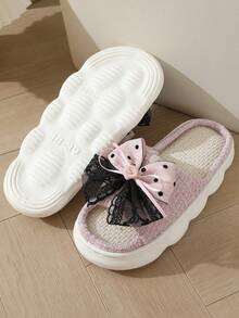 Sandalias planas de mujer casuales, cómodas y de verano, con lazo, punta abierta y diseño a cuadros, transpirables, antideslizantes, versátiles y elegantes para usar en interiores y exteriores - 5-6 Rosa - Ver 6