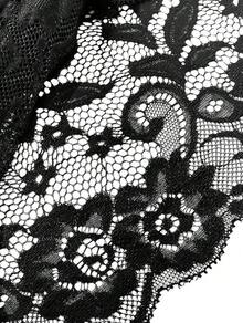 Floral Lace Lingerie Set High Waist Sleepwear Bra And Panty 2 Piece Nightwear 2025 Back-To-School Season Fall Pjs - 黑色領結 - 查看 3