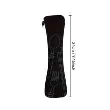 1 pieza Bolsa de almacenamiento para juego de cubiertos de acero inoxidable multicolor | Estuche reutilizable para transportar - 24 cm, para trabajo, escuela y viajes al aire libre, sin incluir tenedor, cuchara, cuchillo, accesorios de picnic