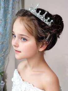 1pc Elegant Palace Style Rhinestone Studded Crown, Suitable For Performance, Birthday, Party, Flower Girl, Photo Shooting, High-End Decorative Kids Hair Accessory