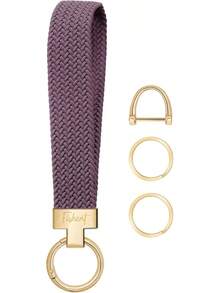 Stretchy Wristlet Keychain, Cute Key Chain, Woven Wrist Lanyard For Car Keys With 3 Keyrings And D-Ring For Women Men - 煙燻紫羅蘭 - 查看 9