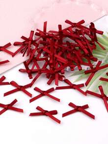 100Pcs 3cm Mini Satin Ribbons Flowers Bows Ties For DIY Craft Scrapbooking Embellishment Accessories Pets Hair Clothes Decoration