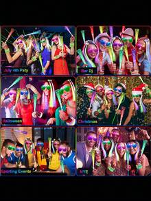 124PCS -Glow In The Dark Party Supplies, 8 Fiber Optic Wands, 8 LED Glasses, 100 Glow Sticks And 8 LED Hair Clips Fiber Optic For Neon Party, Wedding, Birthday, Concert, New Year,Pool Party Supplies, Graduation Celebration