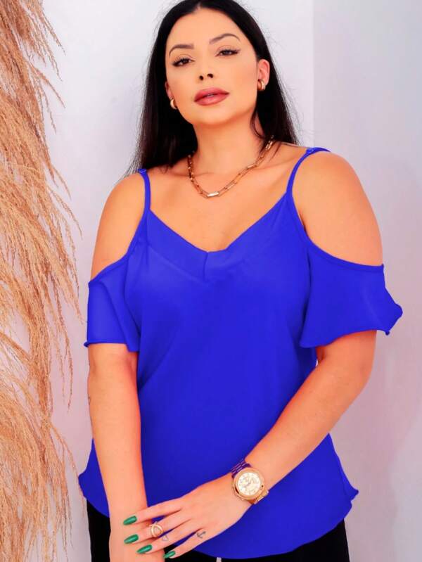 Blusa Ombro a Ombro – Elegância e Conforto para Todas as Ocasiões  Simples    Casual    Tecido    atemporal  Noite  Diário    tudo